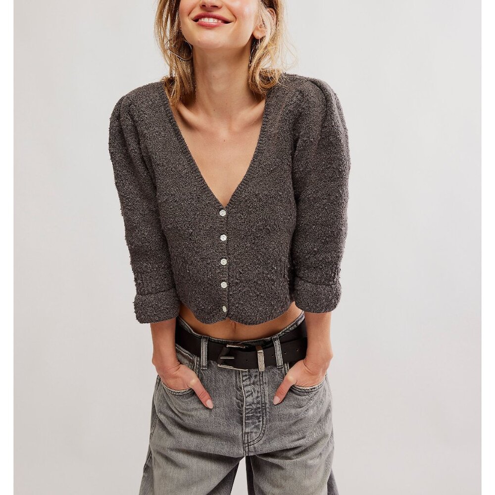 Free People Gray Cardigan Sweater
